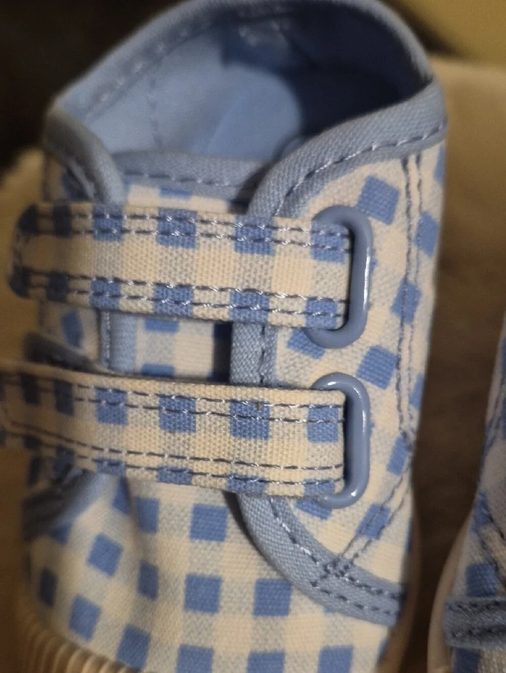 Cat & Jack Light Blue Gingham Velcro Baby Sneakers